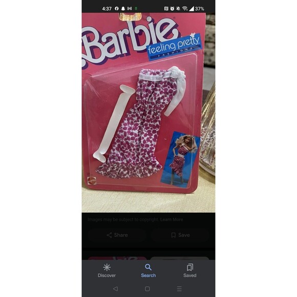 Vintage 1988 Barbie Feeling Pretty Fashions Pink Leaf Print Dress Mattel #1526 - Picture 8 of 9